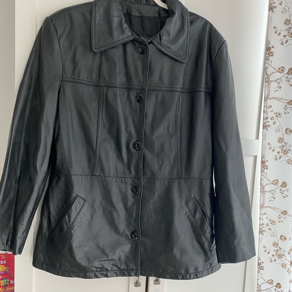 Wilson Black Leather Button-Front Women's Jacket